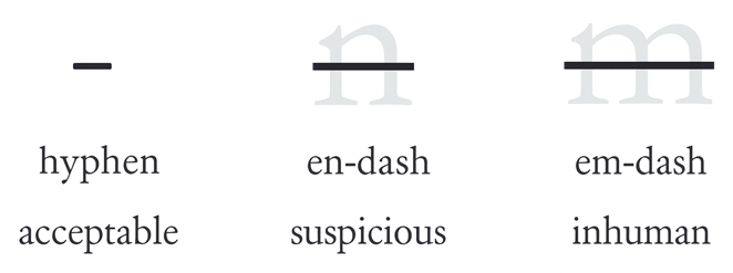 Rubric for acceptable dash typography